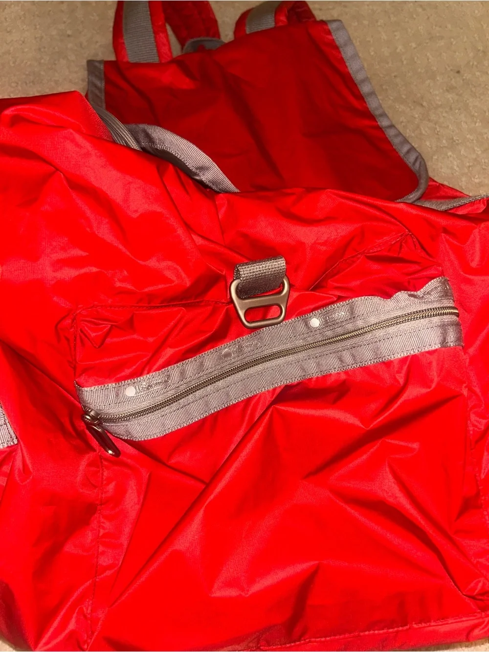 Lesportsac Voyager Red Backpack with Gray Trim
